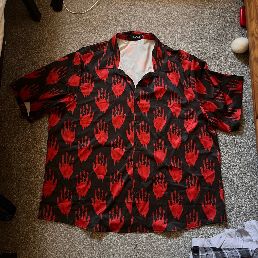 XXXL Big & Tall Mens Button Down bloody hand prints
